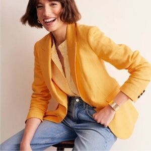 Boden Marylebone Linen Blazer in Artisan Gold Size US 10P